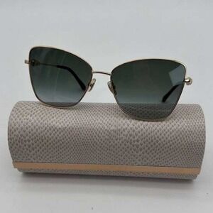 Jimmy Choo Oversized Gold-Tone Sunglasses with Beaded Temples - NWT